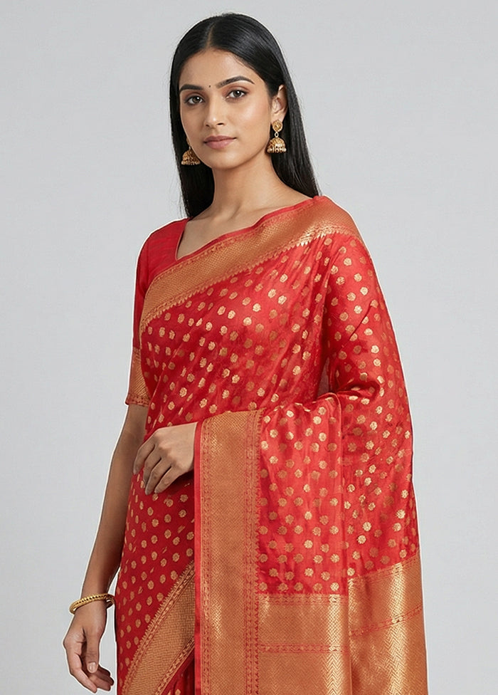 Pink Kora Silk Saree With Blouse Piece