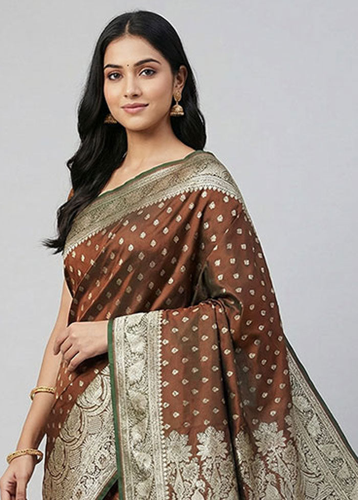 Green Handloom Banarasi Pure Silk Saree With Blouse Piece