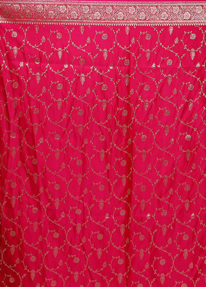 Pink Banarasi Silk Saree With Blouse Piece