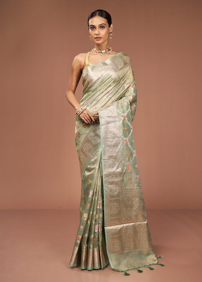 Cream Tissue Silk Saree With Blouse Piece