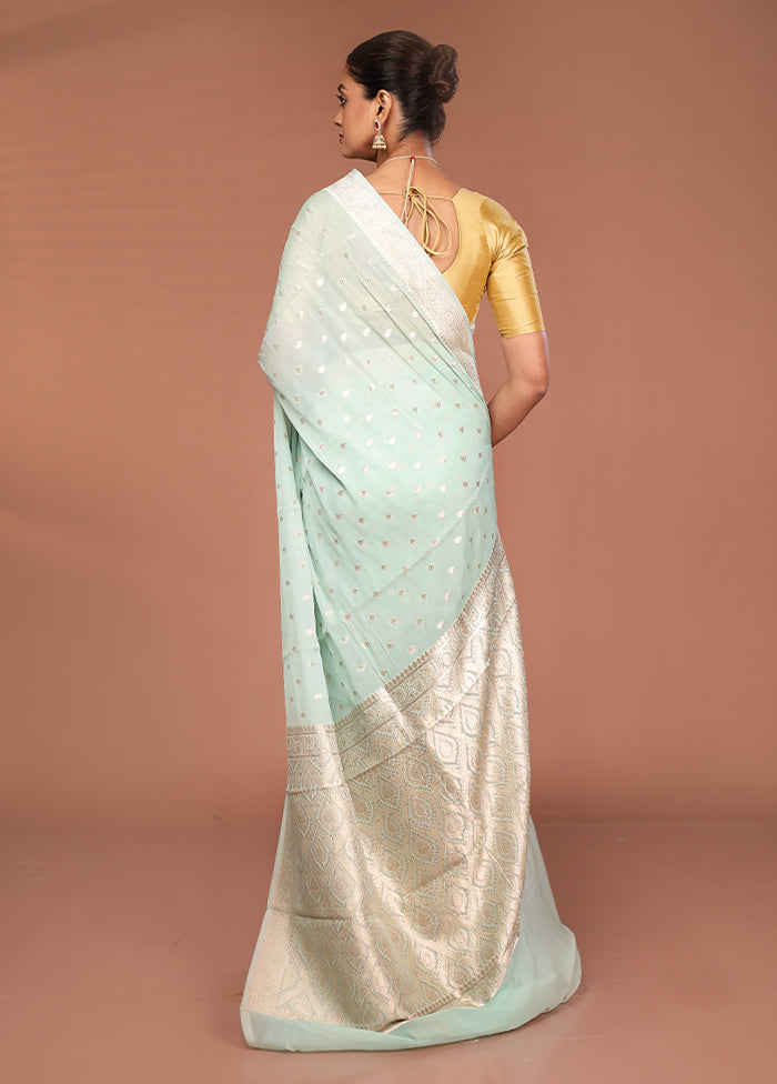 Green Georgette Saree With Blouse Piece