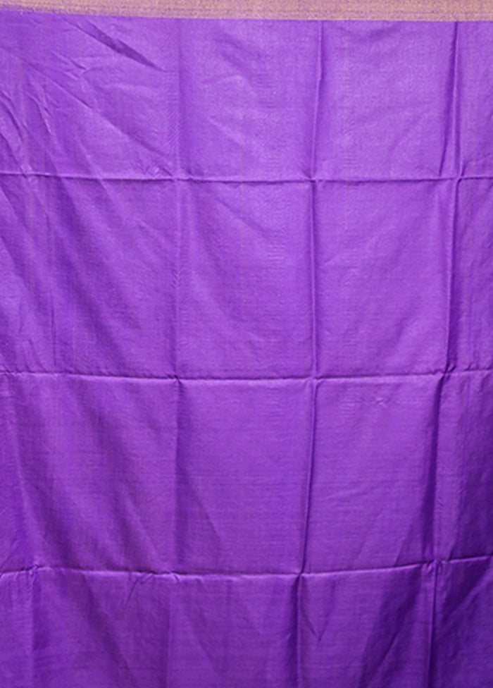 Blue Handloom Tussar Pure Silk Saree With Blouse Piece