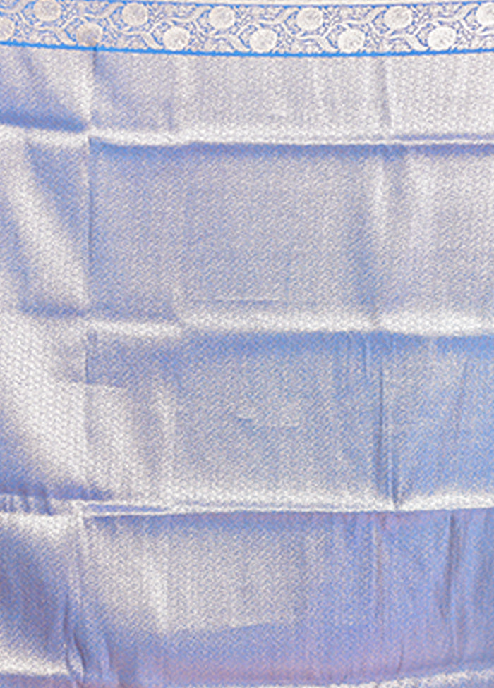 Blue Banarasi Silk Saree With Blouse Piece