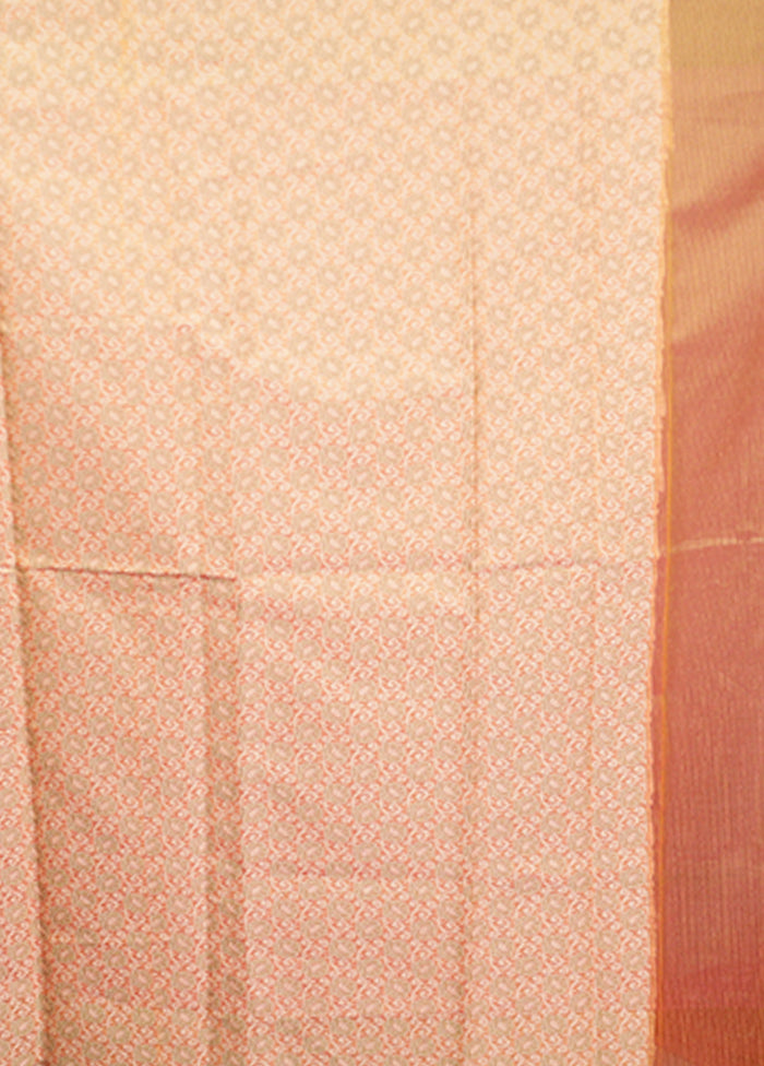 Rust Cotton Saree With Blouse Piece
