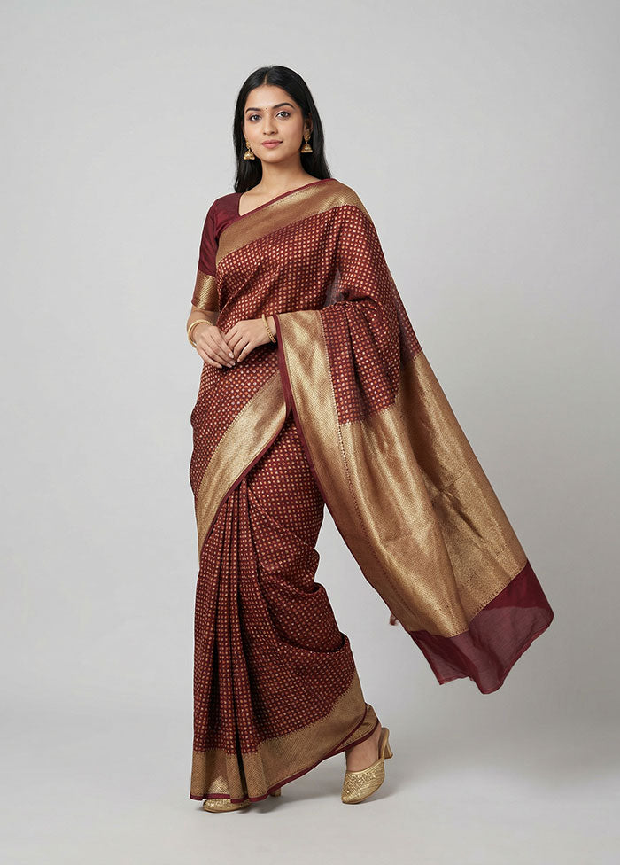 Purple Kora Silk Saree With Blouse Piece