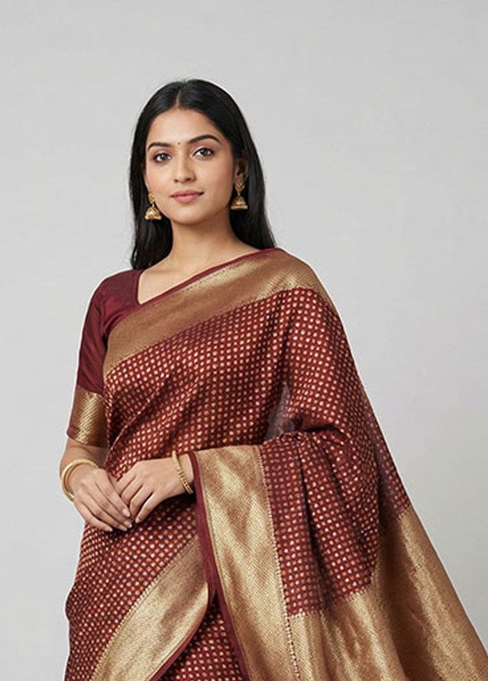 Purple Kora Silk Saree With Blouse Piece