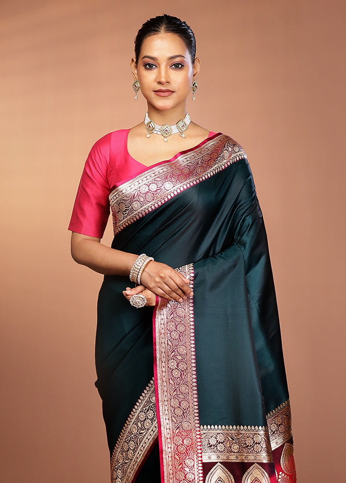 Blue Banarasi Silk Saree With Blouse Piece