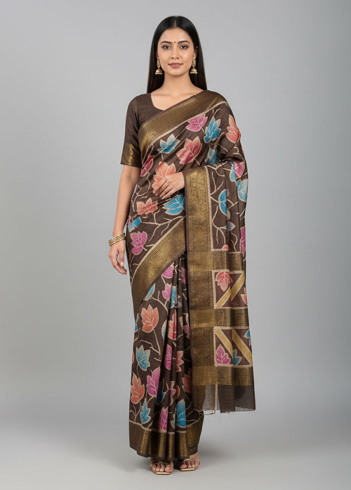 Multicolor Tussar Silk Saree With Blouse Piece