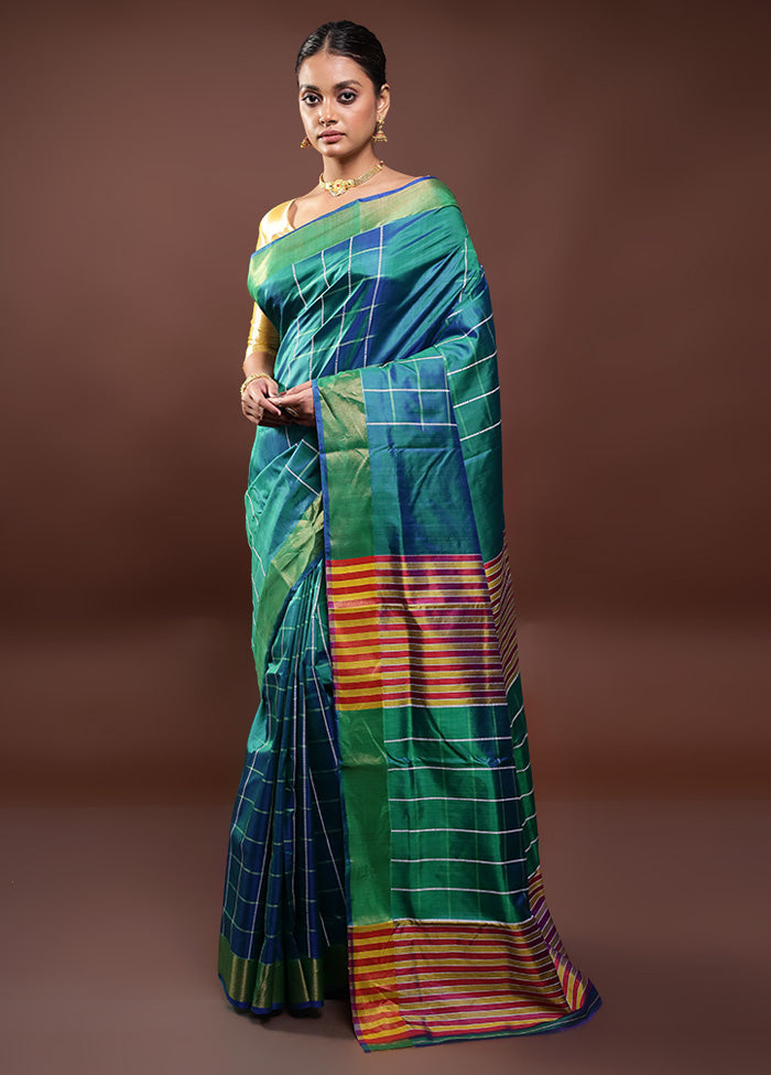 Green Kalakshetra Silk Saree With Blouse Piece