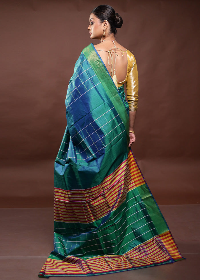Green Kalakshetra Silk Saree With Blouse Piece