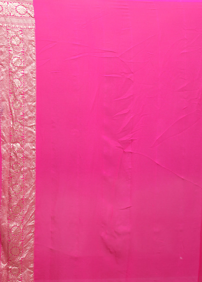 Pink Handloom Pure Georgette Saree With Blouse Piece