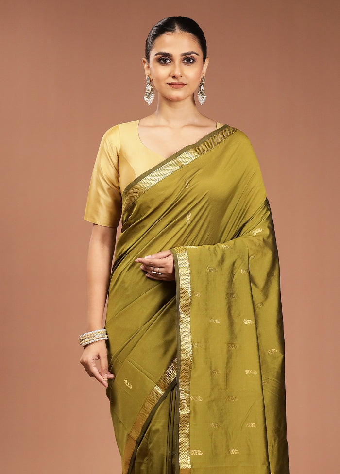 Green Kanjivaram Silk Saree With Blouse Piece