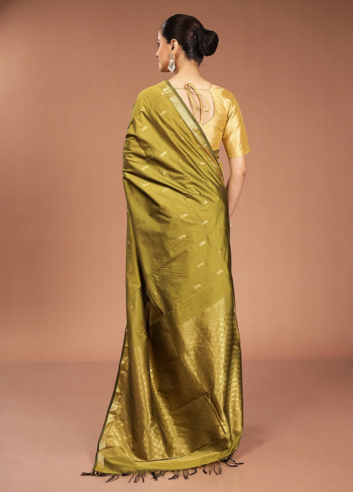 Green Kanjivaram Silk Saree With Blouse Piece