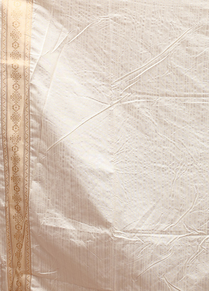 Cream Dupion Silk Saree With Blouse Piece
