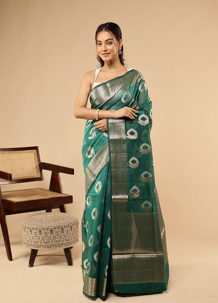 Green Kora Silk Saree With Blouse Piece