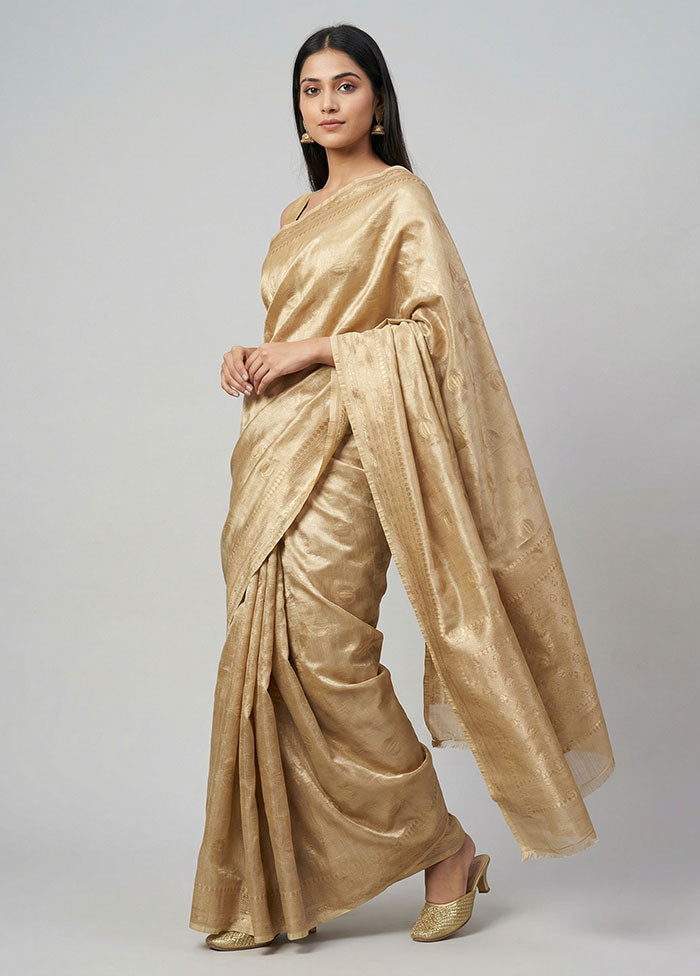 Gold Tissue Silk Saree With Blouse Piece