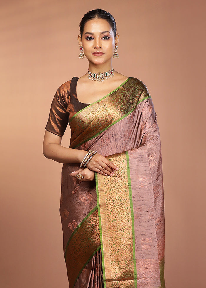 Purple Dupion Silk Saree With Blouse Piece