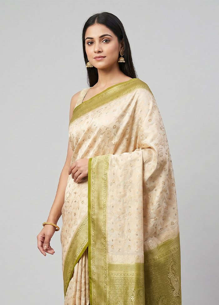 White Dupion Silk Saree With Blouse Piece