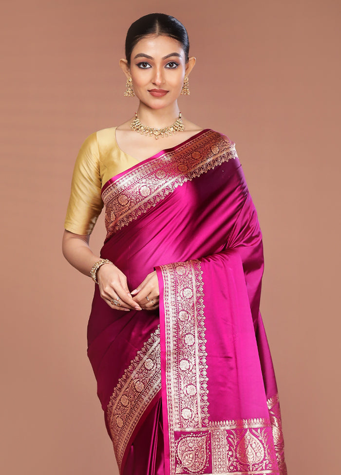 Purple Banarasi Silk Saree With Blouse Piece
