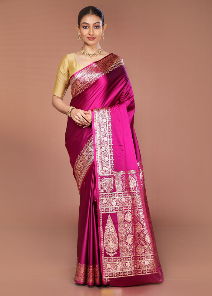 Purple Banarasi Silk Saree With Blouse Piece