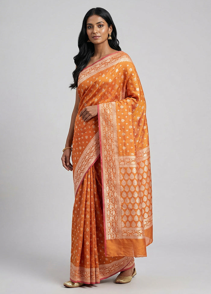 Pink Kora Silk Saree With Blouse Piece