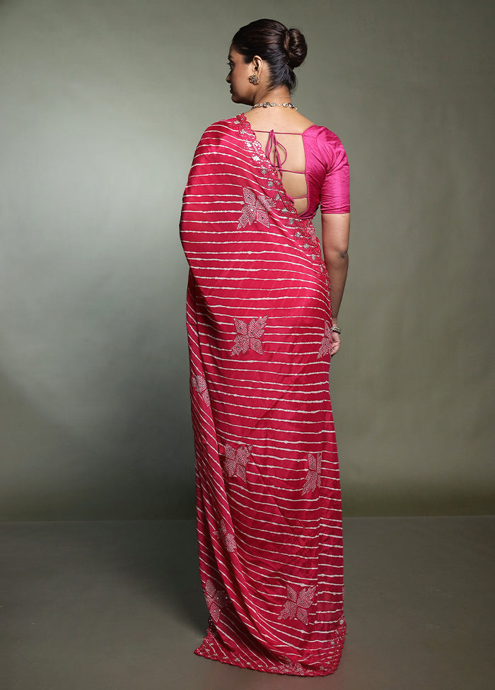 Pink Handloom Chiffon Pure Silk Saree With Blouse Piece
