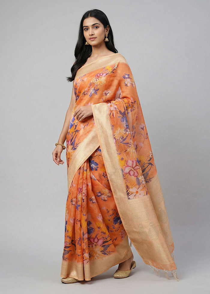 Pink Dupion Silk Saree With Blouse Piece