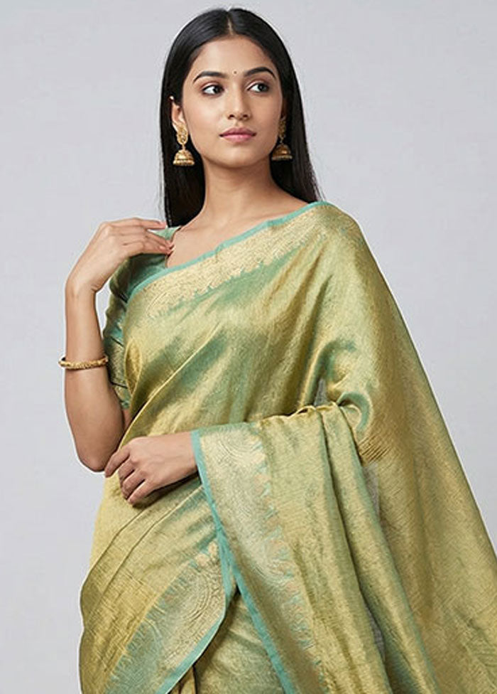 Green Tissue Silk Saree With Blouse Piece