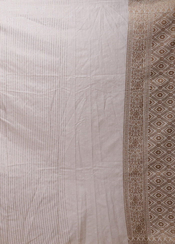 Cream Dupion Silk Saree With Blouse Piece