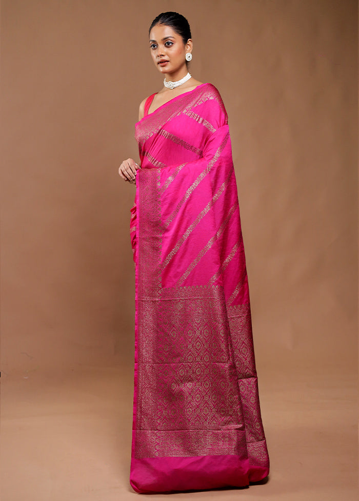 Pink Dupion Silk Saree With Blouse Piece