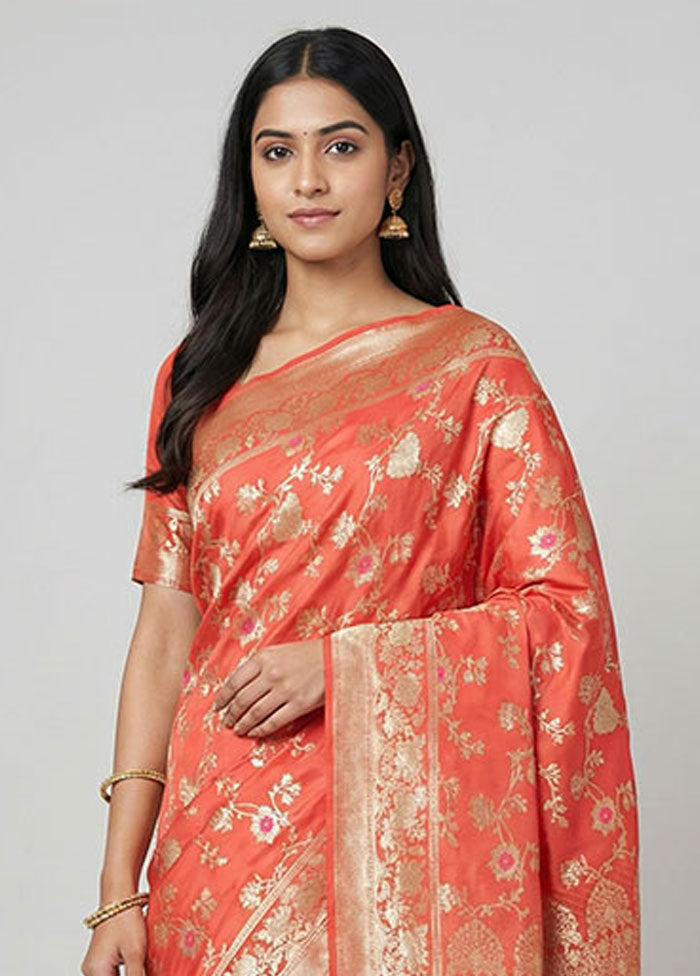 Pink Katan Silk Saree With Blouse Piece