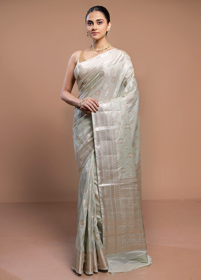 White Dupion Silk Saree With Blouse Piece