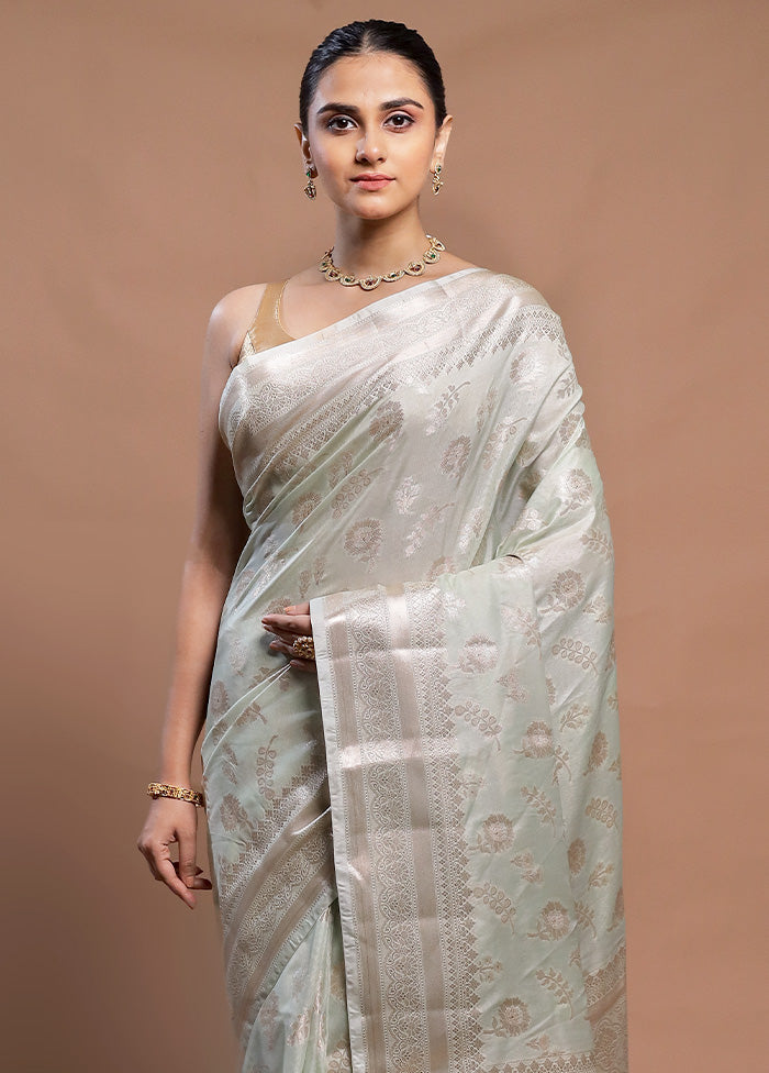 White Dupion Silk Saree With Blouse Piece