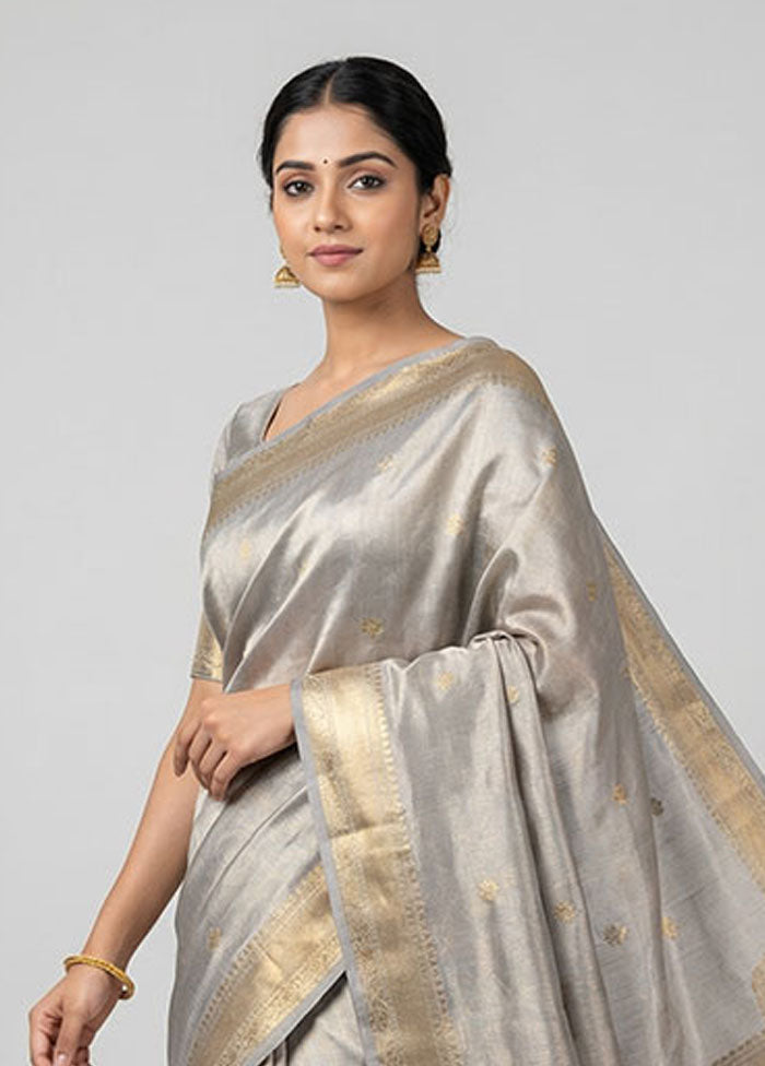 Cream Tissue Silk Saree With Blouse Piece
