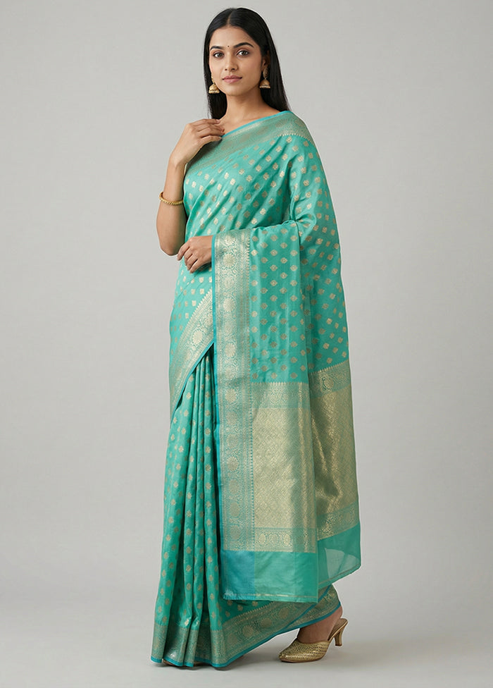 Green Kora Silk Saree With Blouse Piece