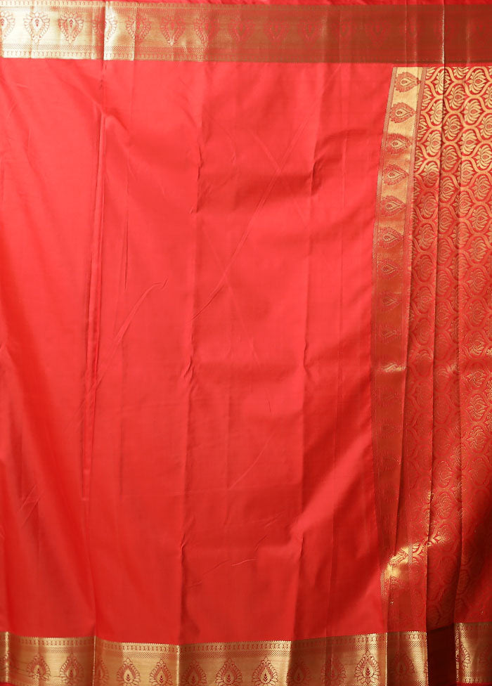 Red Kanjivaram Silk Saree With Blouse Piece