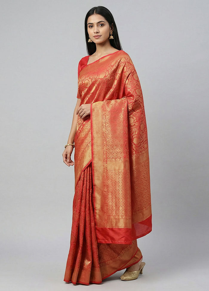 Pink Dupion Silk Saree With Blouse Piece