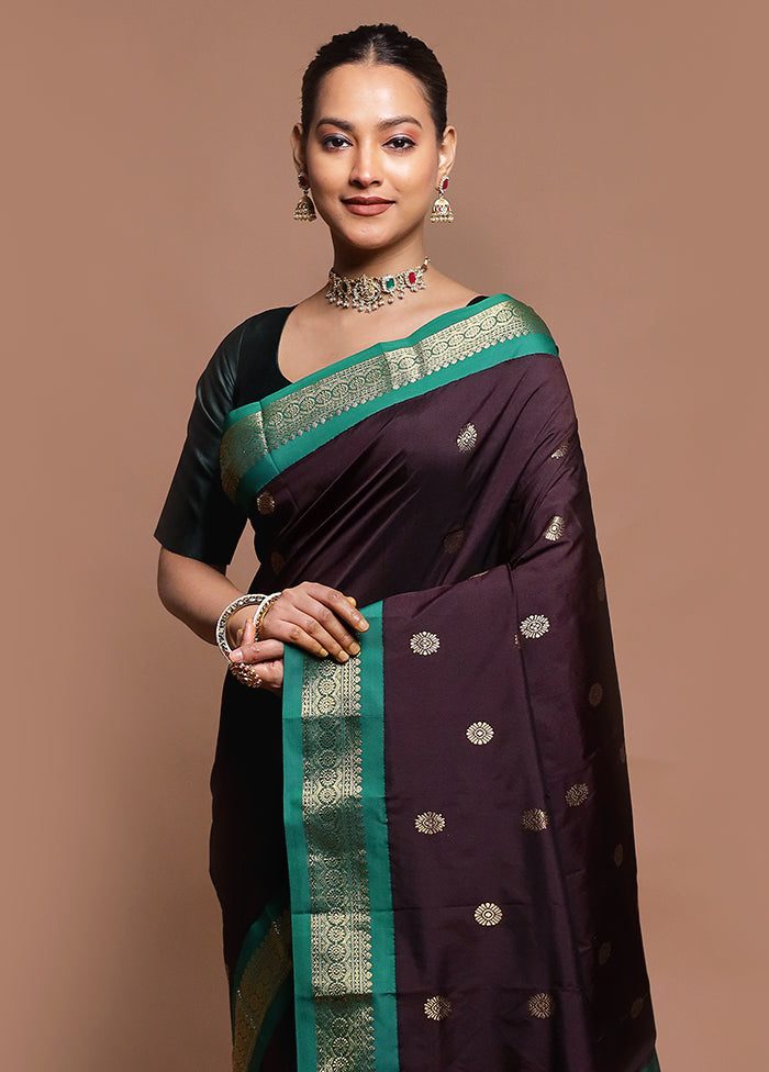 Maroon Kanjivaram Silk Saree With Blouse Piece