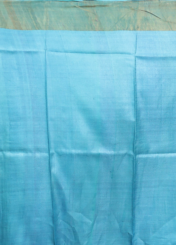 Cream Tussar Silk Saree With Blouse Piece