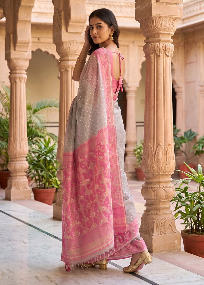 Pink Jamdani Cotton Saree Without Blouse Piece