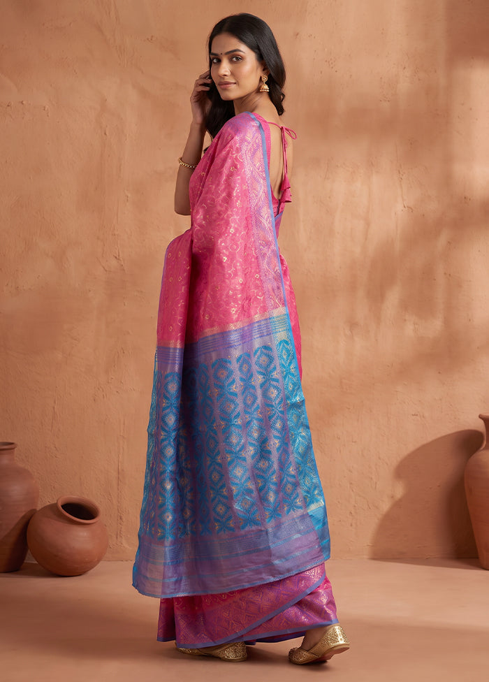 Pink Jamdani Cotton Saree Without Blouse Piece