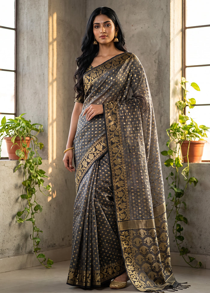 Black Jamdani Cotton Saree Without Blouse Piece