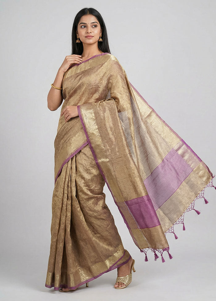 Purple Tissue Silk Saree With Blouse Piece
