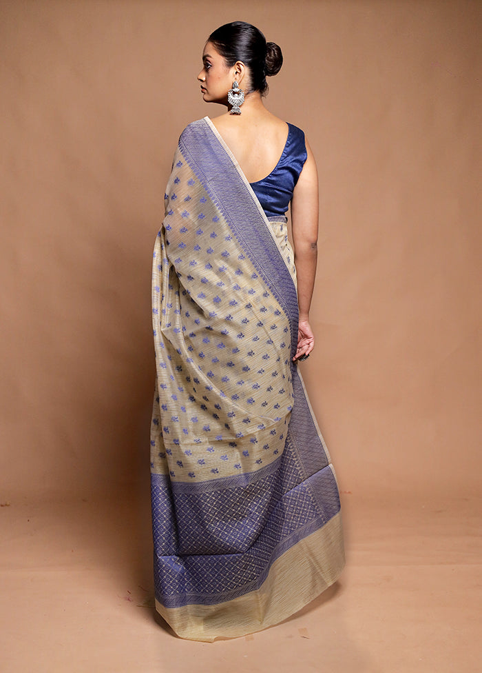 Cream Cotton Saree With Blouse Piece