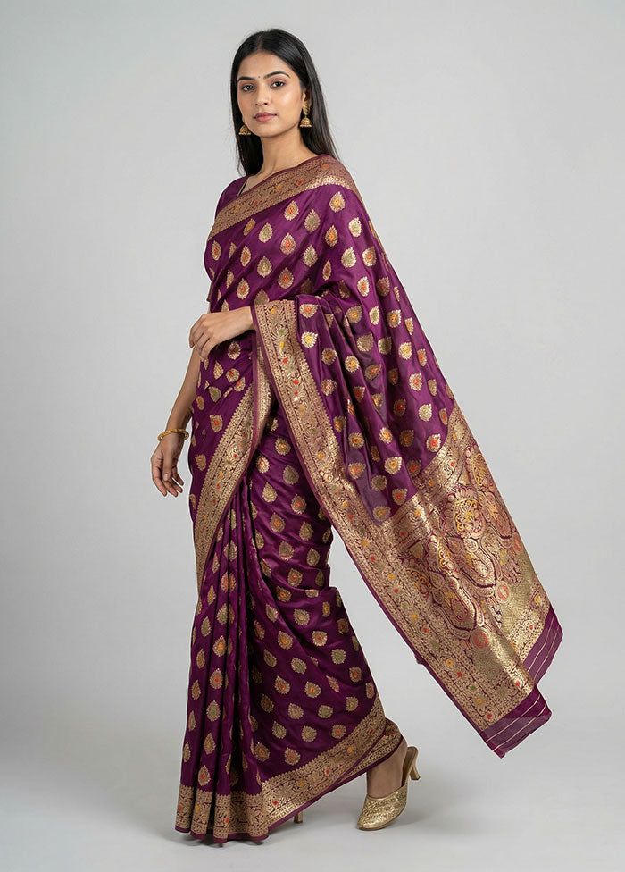 Maroon Dupion Silk Saree With Blouse Piece