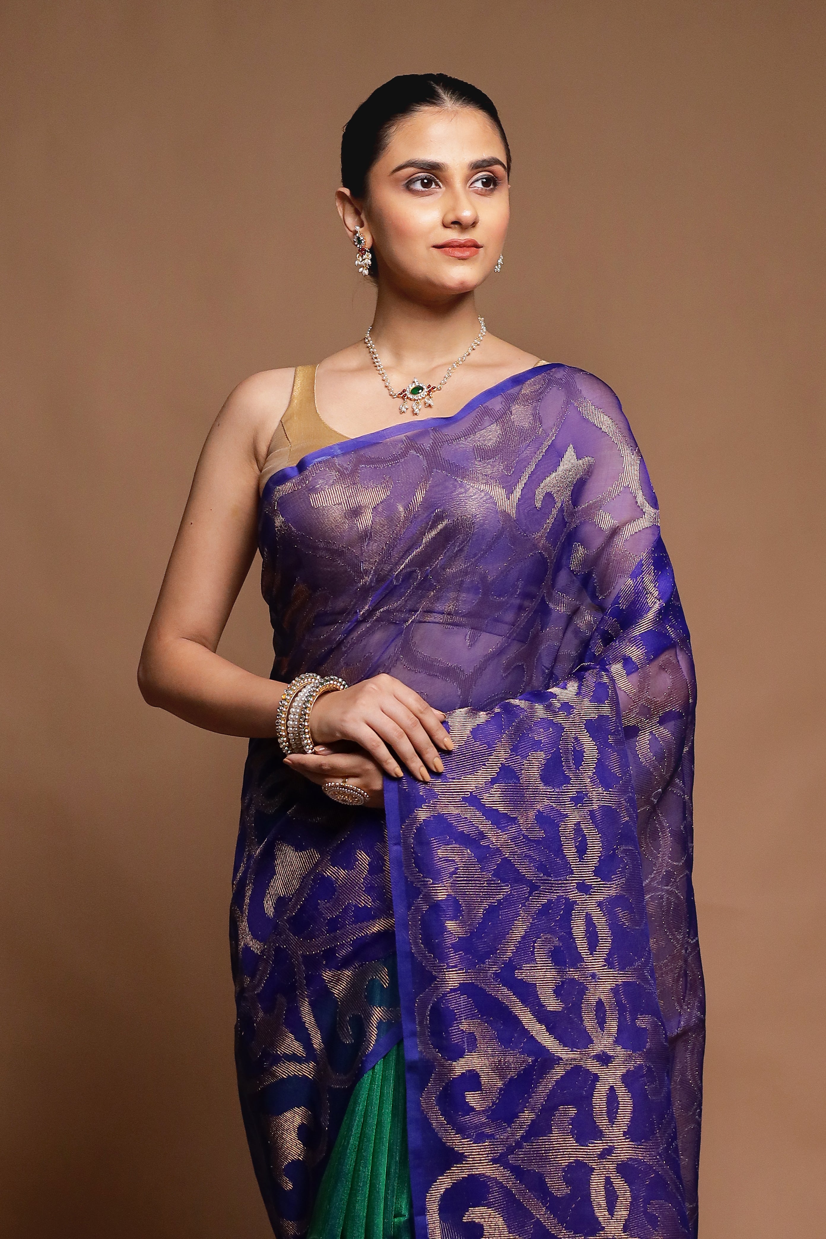Blue Handloom Matka Pure Silk Saree With Blouse Piece