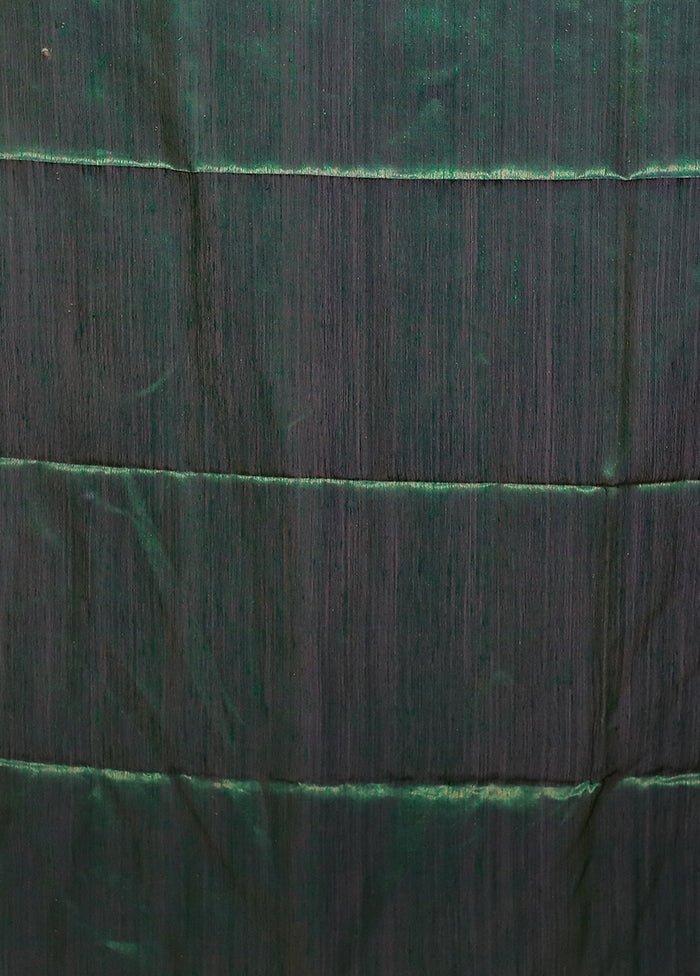 Blue Handloom Matka Pure Silk Saree With Blouse Piece