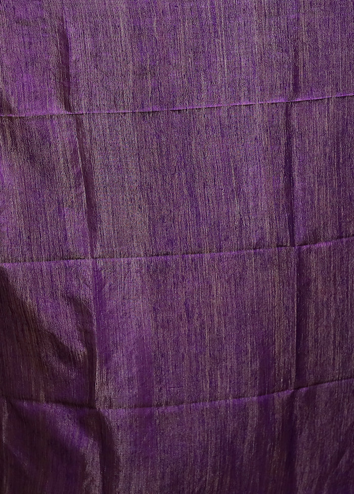 Purple Handloom Matka Pure Silk Saree With Blouse Piece
