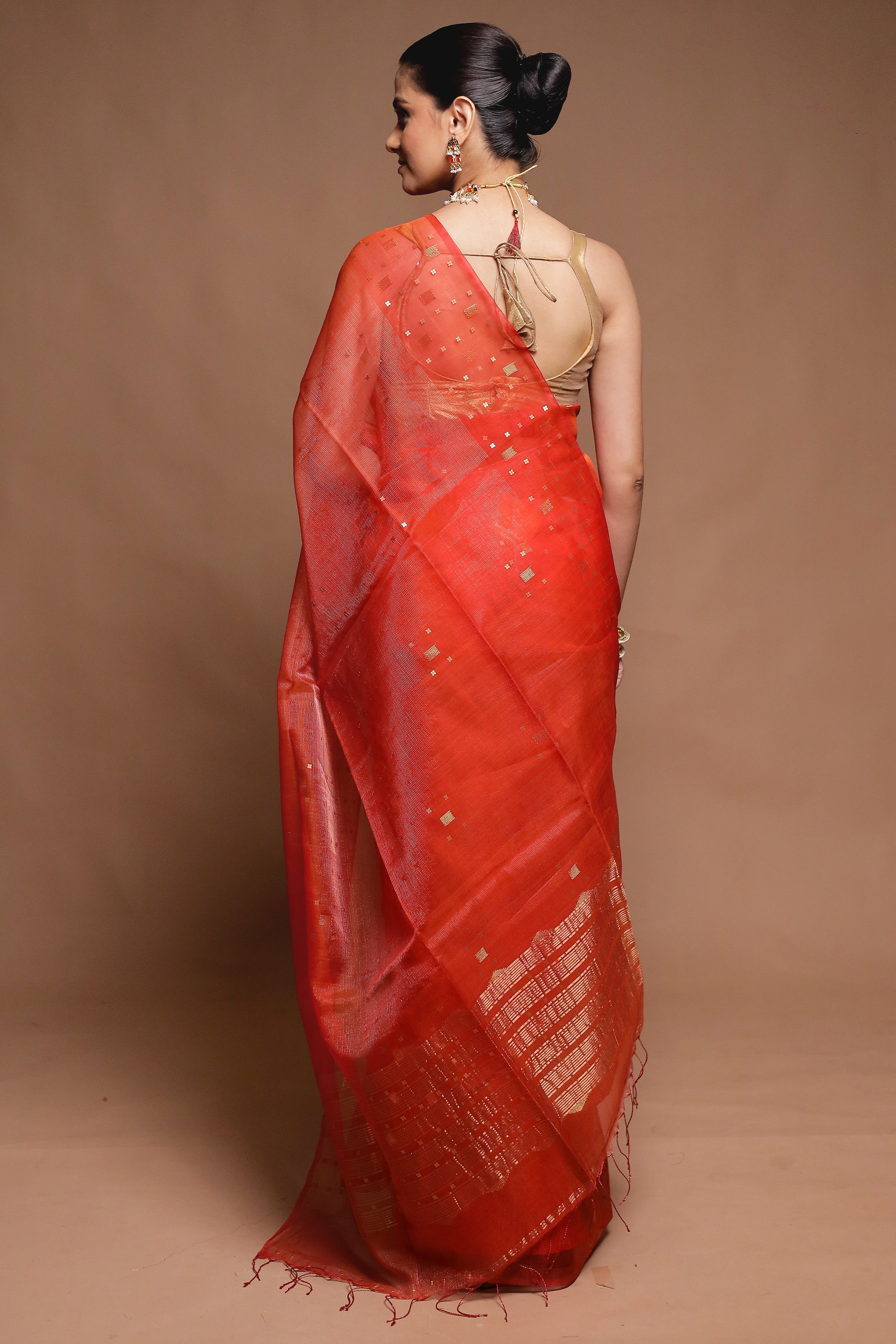 Red Handloom Matka Pure Silk Saree With Blouse Piece