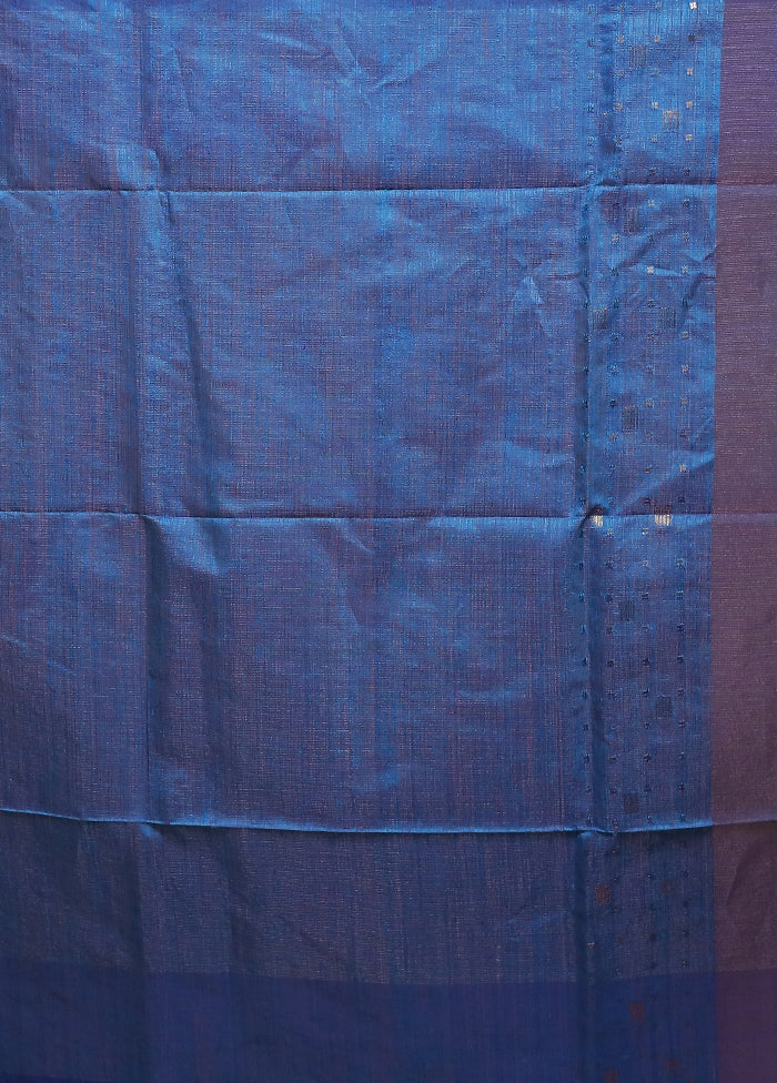 Blue Handloom Matka Pure Silk Saree With Blouse Piece